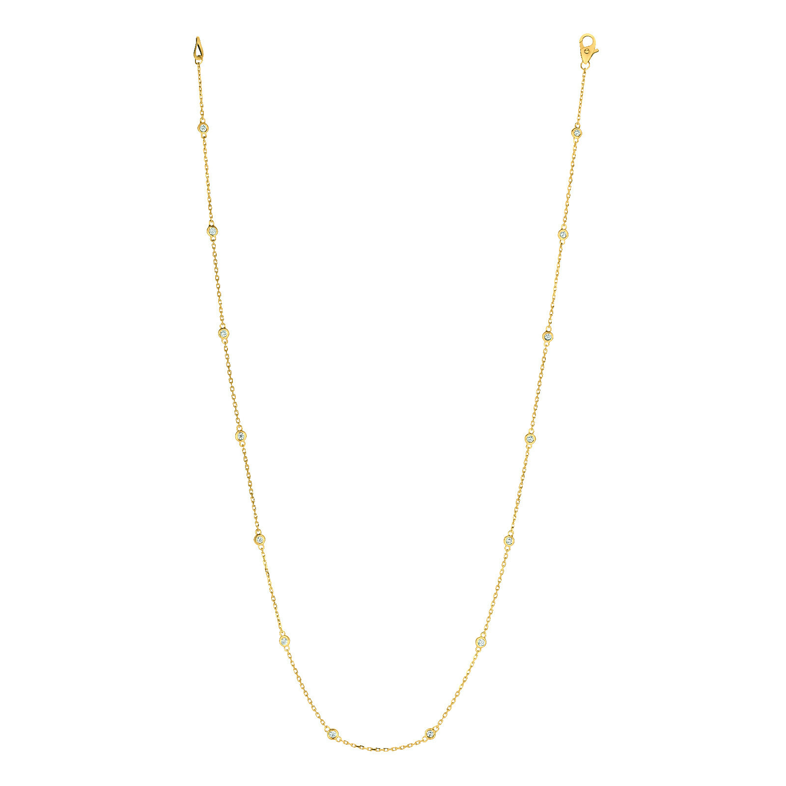 Pre-owned Morris &amp; David 0.33 Carat Diamond By The Yard Necklace Si 14k Yellow Gold 14 Stones 16 Inch