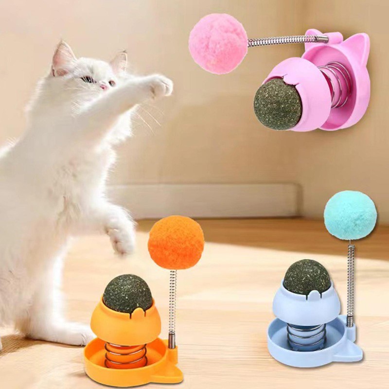 Catnip Rotating Windmill Cat Toy w/ Interactive Catnip Balls Indoor Playtime