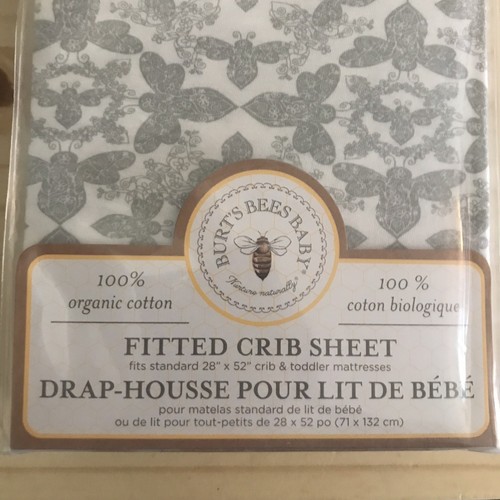 Burt's Bees Baby Organic Cotton Fitted Crib Sheet: Paisley Bee Print