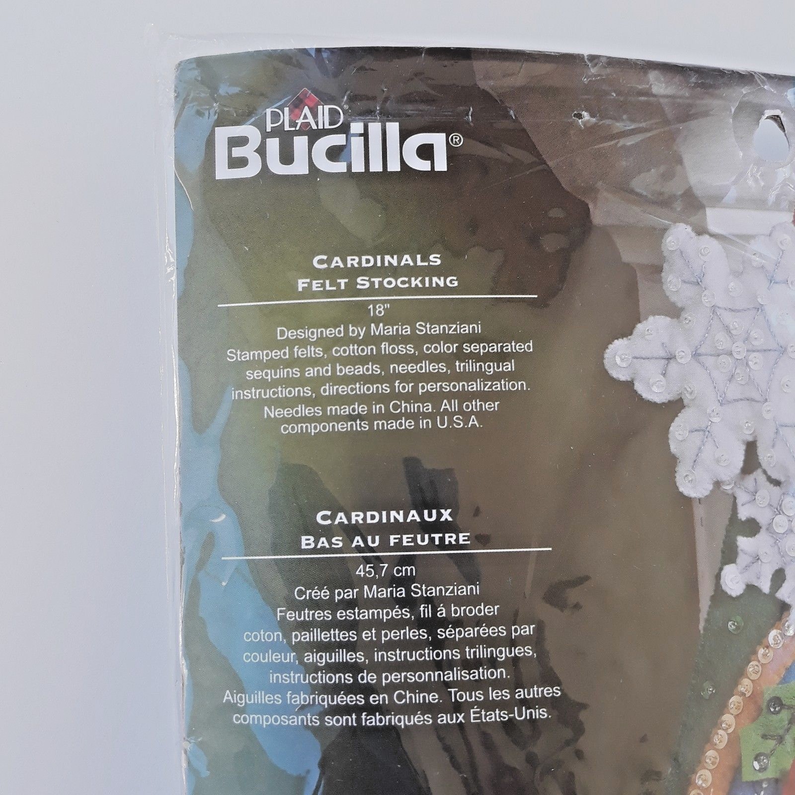 Bucilla Cardinals 86235 Felt Christmas Stocking Kit 18