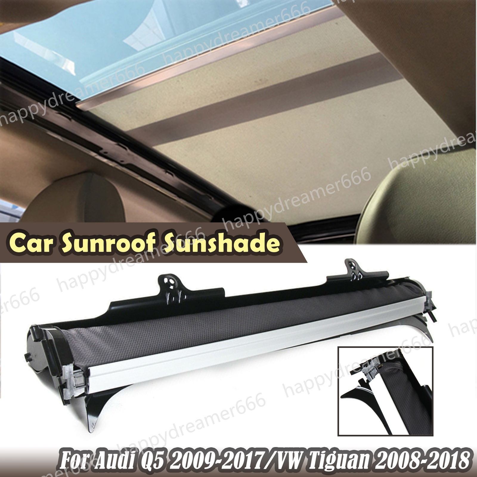 Black Car Upper Sunroof Sunshade Cover Assambly For Q5 2009