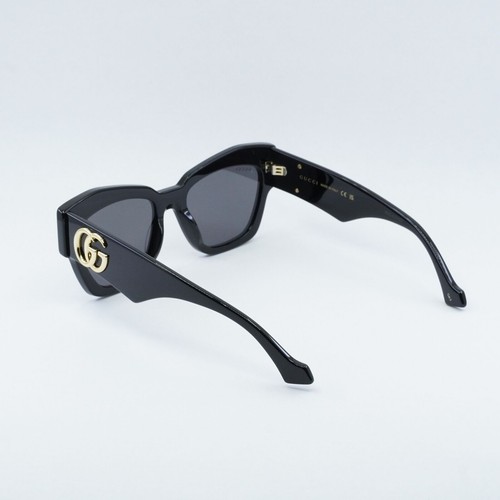 Pre-owned Gucci Gg1422s 001 Black/grey 55-19-145 Sunglasses In Gray