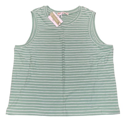 NWT Marine Layer Lydia Textured Stripe Tank Top Sz XS Green Jade Sheen