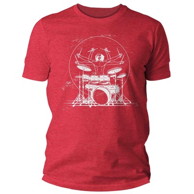 Men's Funny Drummer Shirt Drums Shirt DaVinci Style Music Tshirt Drummer Band Gi