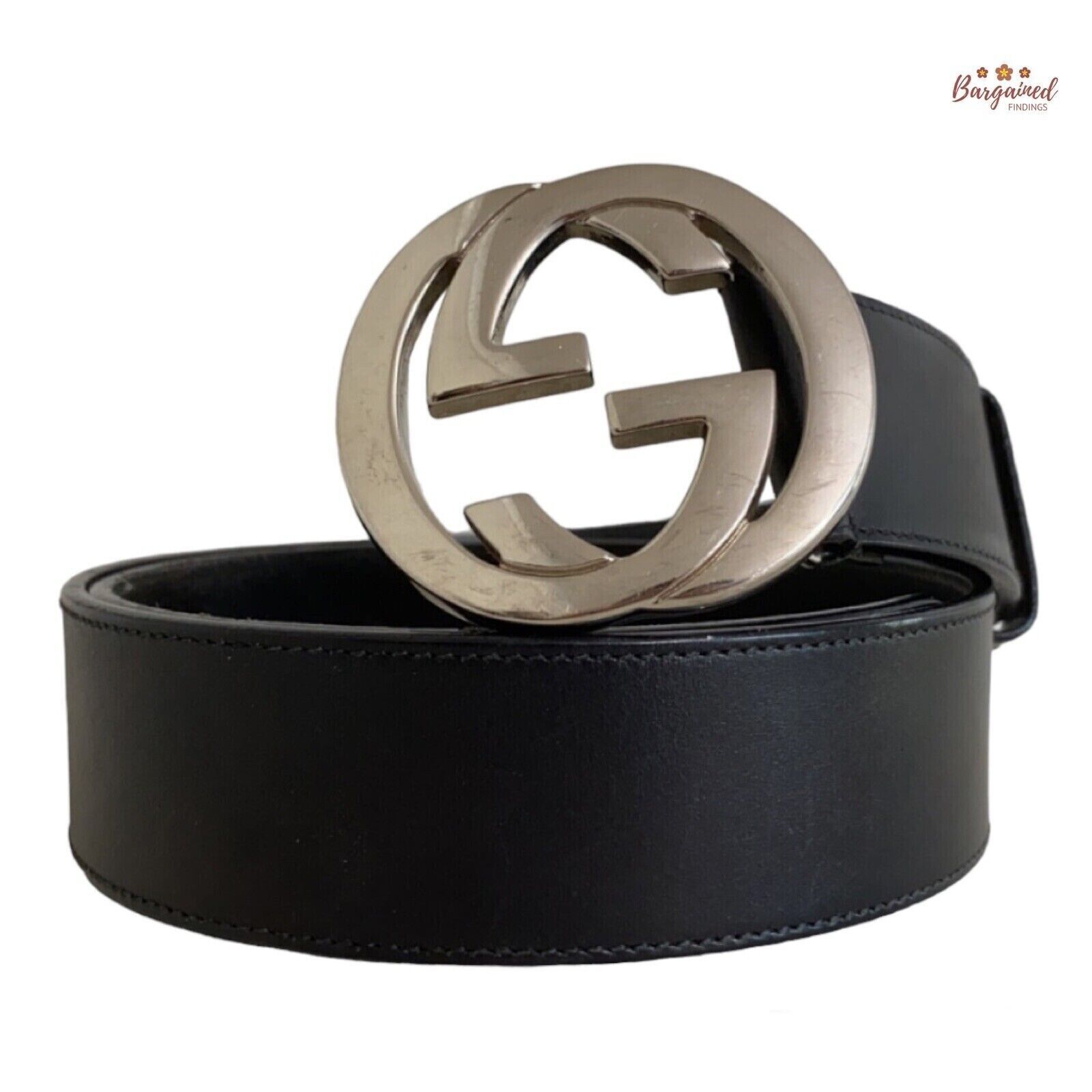 Authentic Gucci Black Calfskin Leather Silver Interlocking G Authentic Gucci Black Calfskin Leather Silver Interlocking G