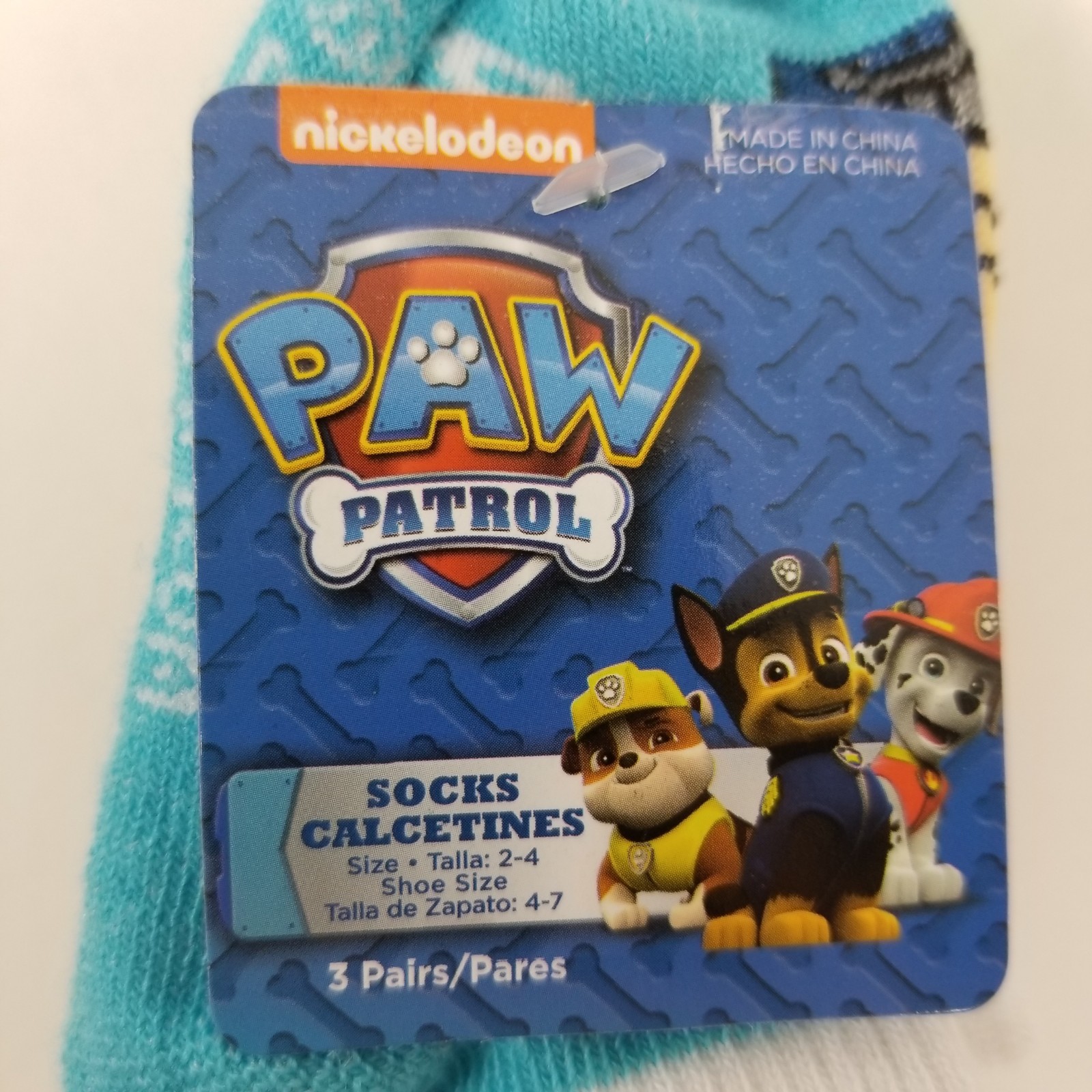 Paw Patrol Kids Ankle Socks Size 2-4 Blue Green Red Shoe Size 4-7 Nickelodeon