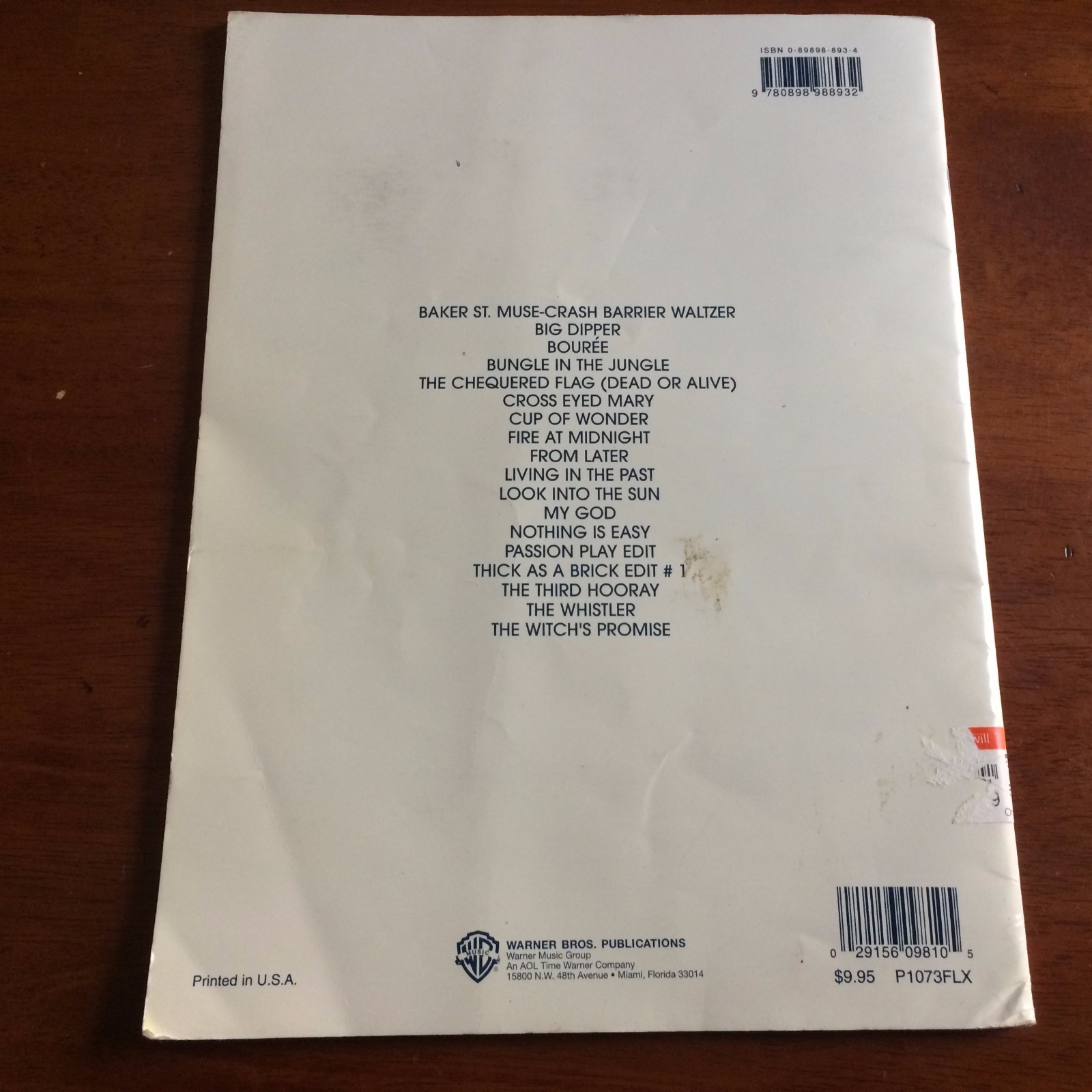 Jethro Tull Flute Solos Songbook Ian Anderson Book Arranged by Jeff Rona