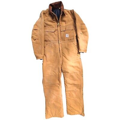 Vintage Mens Carhartt ARCTIC Black Quilt Lined Insulated Duck Coveralls USA