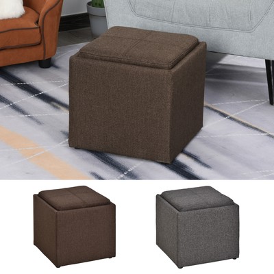 Sitzhocker mit Stauraum Polsterhocker Fußhocker Leinen  42x42x41cm 2 in Farbe