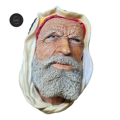 Vintage Bossons Chalkware Head Bust ARAB SHEIK,  Signed, England