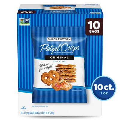 Pretzel Crisps, Original, 1 oz Snack Bags, 10 Ct