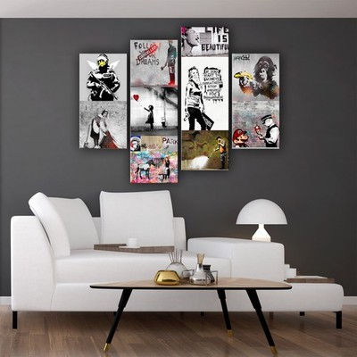 Banksy Streetart Graffiti VLIES LEINWAND DEKO BILDER XXL WANDBILD WOHNZIMMER