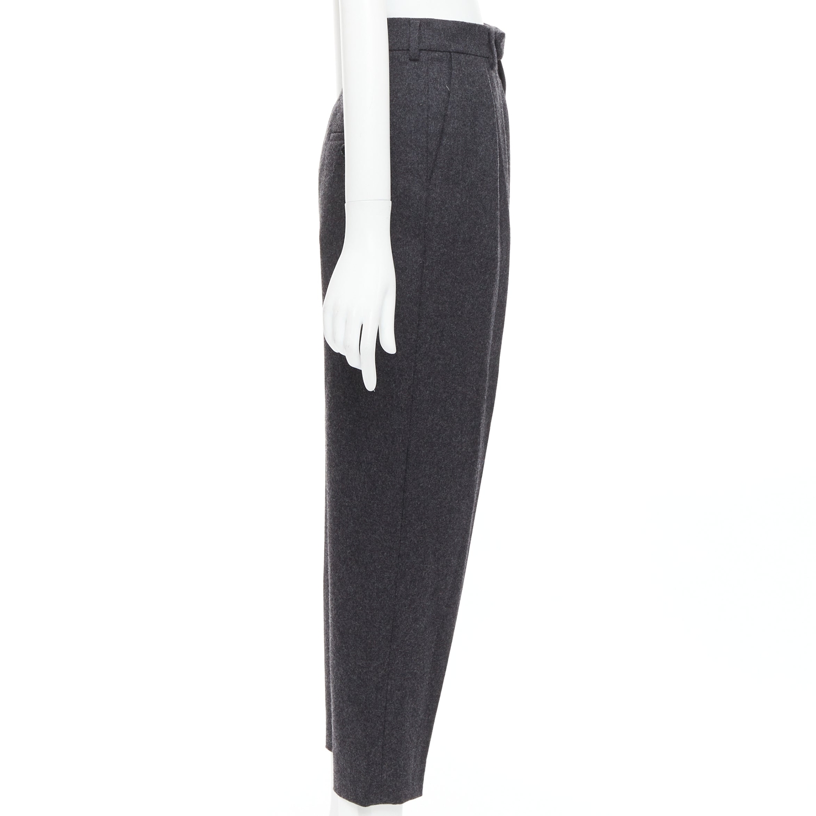 CELINE grey 100% wool cotton lined double pleated front