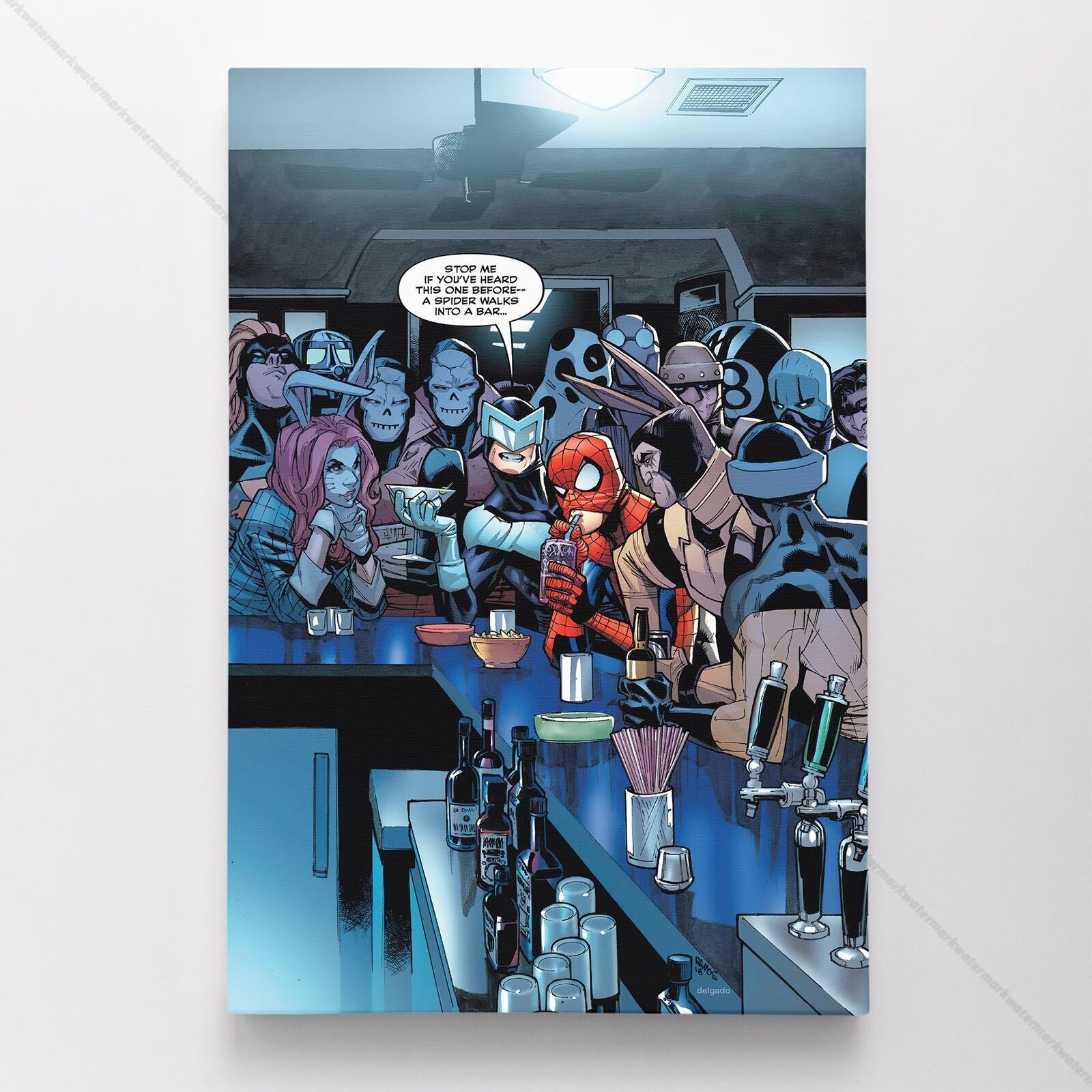Spiderman Walks Into A Bar Poster Canvas Spider-Man Vol 5 #7 Comic Book Print