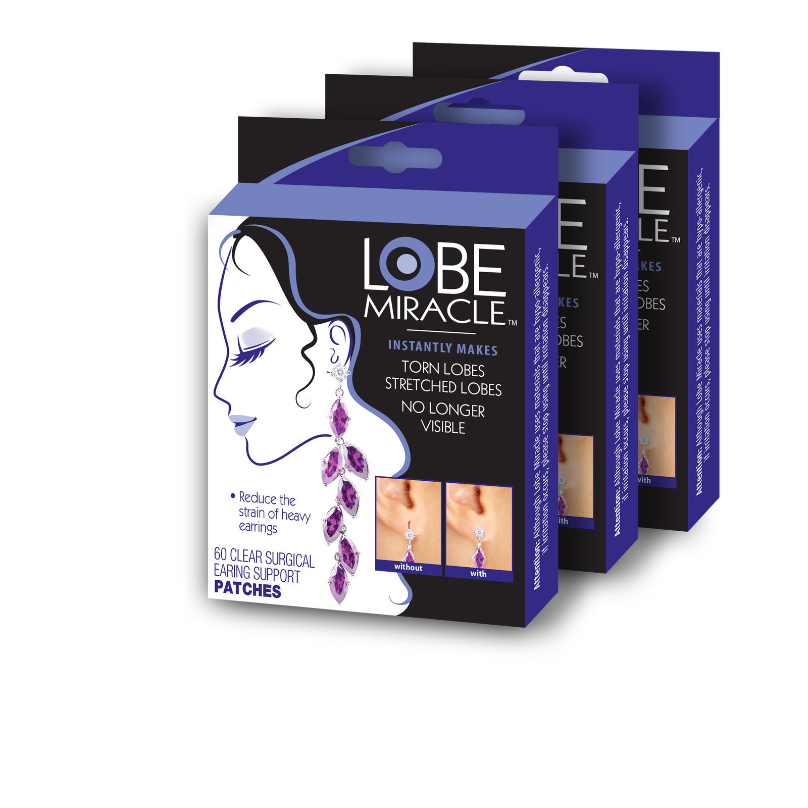 Lobe Miracle Ear Lobe Support Patches 60 Count, ear lobe support