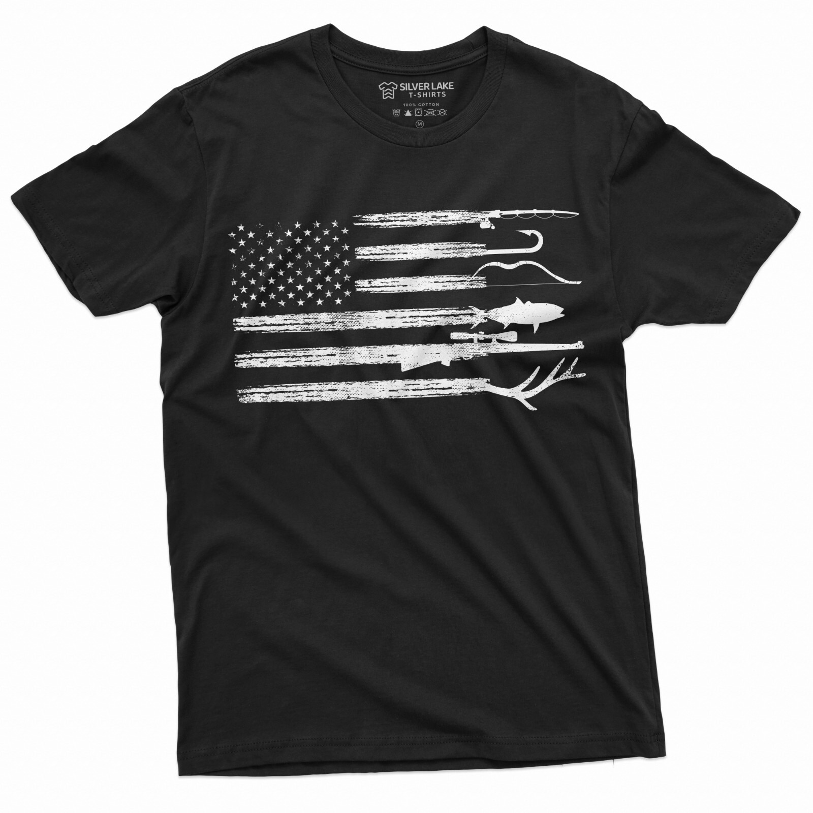 Men's Hunting Fishing Shirt USA Flag Nature Camo Shirt Father Dad Papa Gift Idea