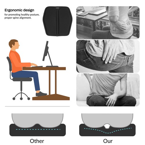 Gel Seat Cushion Coccyx Orthopedic Pad Car Office Home Wheelchair Chair