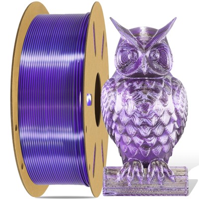DO3D Silk Purple/Black PLA Dual Color in 1 Coextrusion 3D Printing Filament, 
