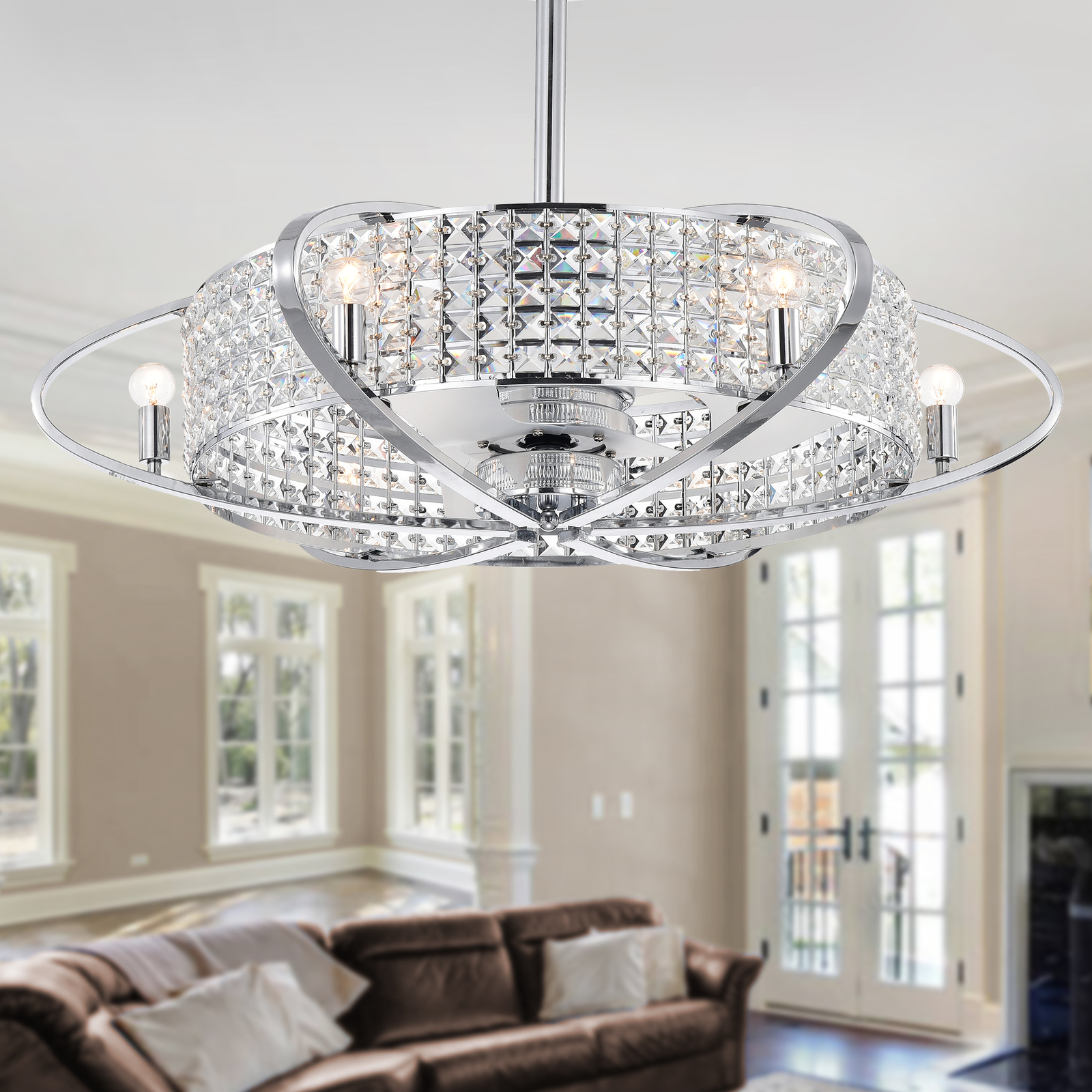 Warehouse Of Tiffany Fandelier Lighted Ceiling Fan CFL-8424CH | eBay