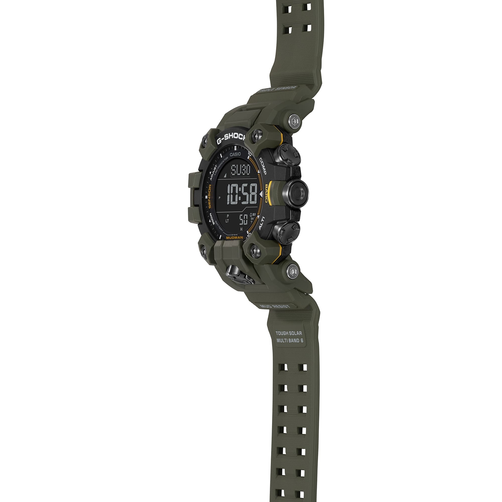 Pre-owned Casio G-shock Master Of Gw-9500-3jf Mudman Triple Sensor Radio Solar Watch