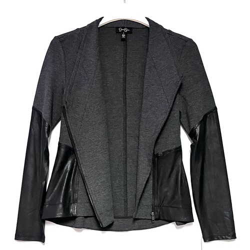 Jessica Simpson Fiona Vegan Leather Jacket Size Small Mixed Media Academia NEW