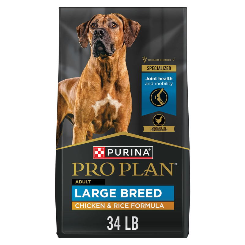 Dry Dog Food for Large Adult Dogs High Protein, Real Chicken & Rice, 34 Lb Bag