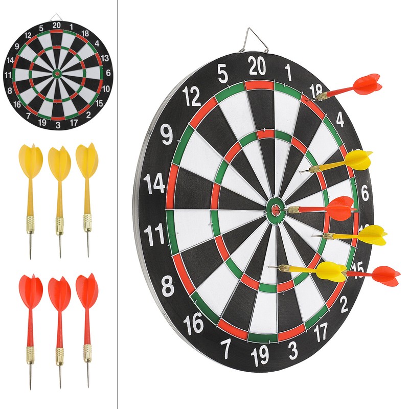 Dartscheibe Profi mit 6 Pfeilen | Hochwertige Sisal-Fasern | Steeldarts Set