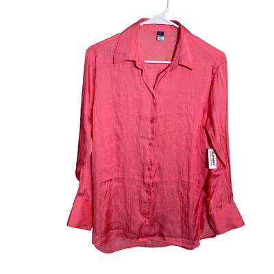 Old Navy Blouse Women's XS Pink Button Down Long Sleeve Collared NWT
