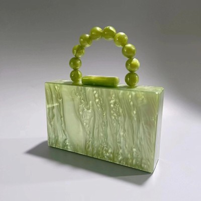 Green Acrylic Clutch , Box Clutch, Marble Clutch , Emerald green acrylic bag ,