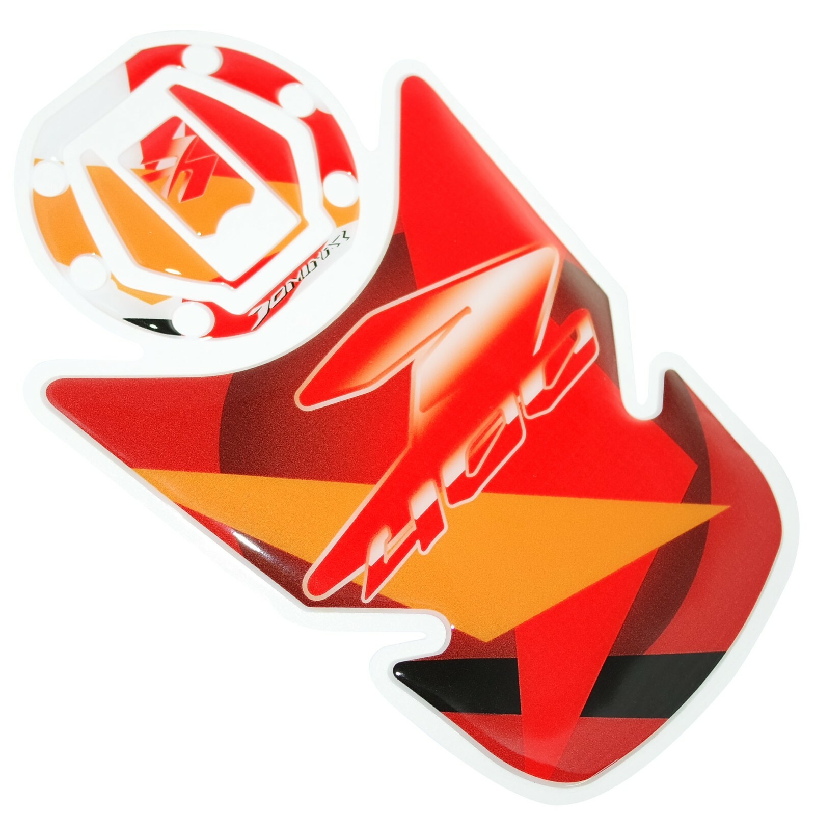 Fuel Tank & Cap Protector Pad Sticker Emblem Orange Red Bajaj Dominar 400 
