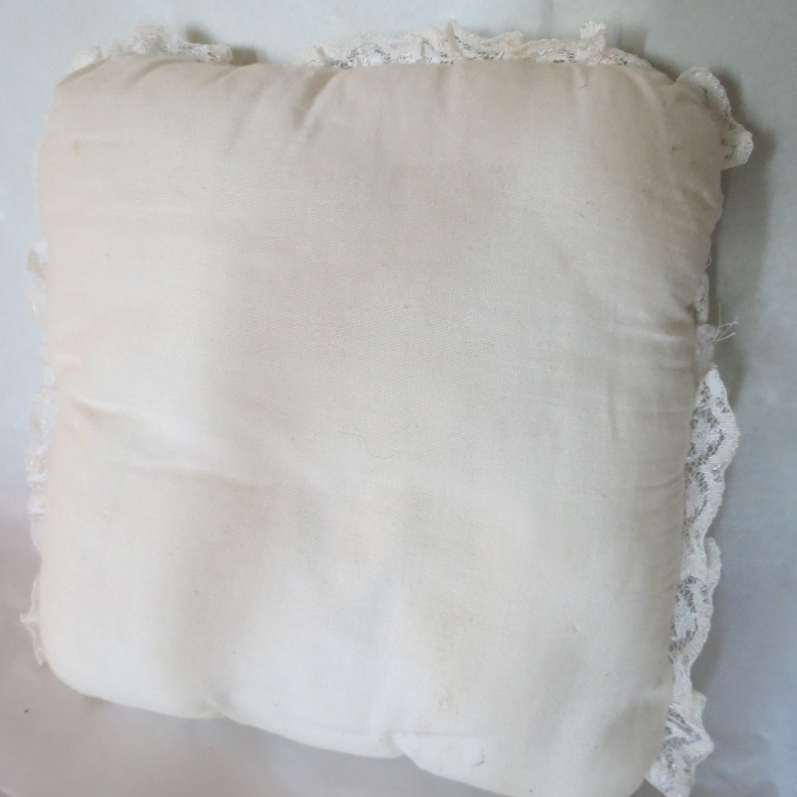 Vtg Hand Embroidered Small Child's Size Pillow Case Little Girl puppy lace edge