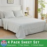 Gogreen 100% Cotton Sheet Set Queen Size, Light Geen Floral, 4PC Set, Breathable Bed Sheet for Hot Sleeper and Night Sweats, Deep Pocket Up to 16 Inches