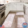 WOBUBU Rubber Kitchen Rugs Sets of 3 Non Slip Washable Mats Set for Home Kitchen Floor Decoration (Pink, 20