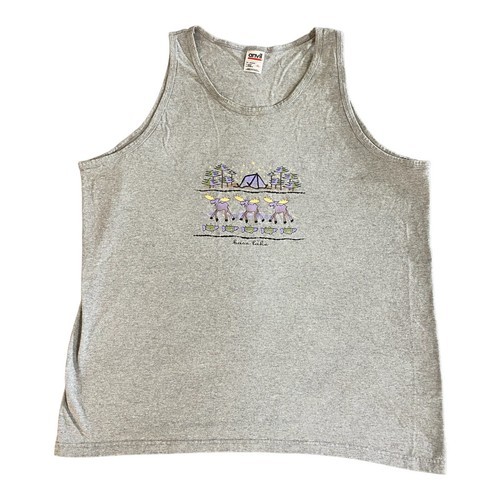 Vintage Bass Lake Gray Tank Top The Forks Mens Size XL Fishing Camping Boat