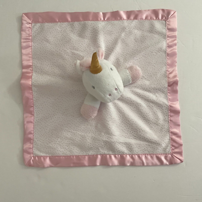 Cloud Island Lovey Unicorn Plush Pink White Dots Security Blanket 14 x 13 Inch