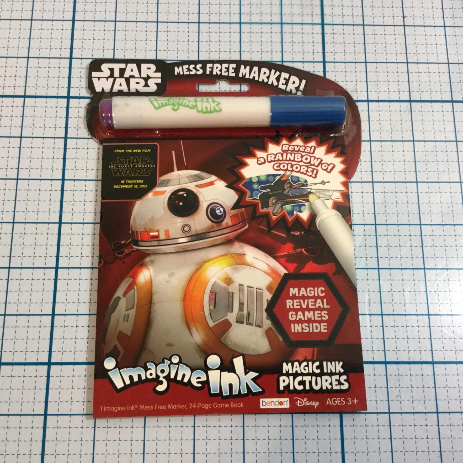 (2) IMAGINE INK Magic Ink Activity Books w/Marker: STAR WARS THE FORCE AWAKENS
