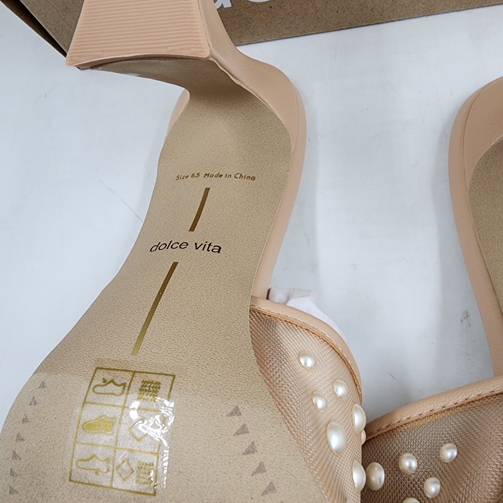 Dolce Vita Narda Pearl Embellished High Heel Sandals Women's 6.5 Blush Round Toe - Picture 7 of 17