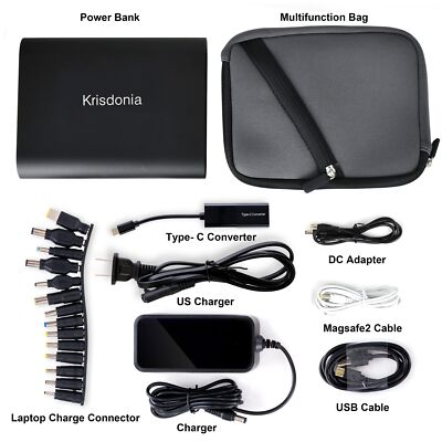 50000mAh Laptop Power Bank 5/9/12/16/19/20V Portable Laptop Battery Charger