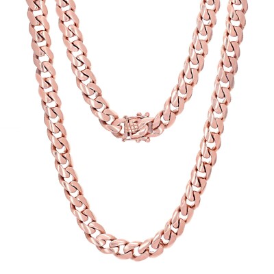 14k Rose Gold Solid Heavy Miami Cuban Link Chain Necklace 20'' 10mm 143 grams