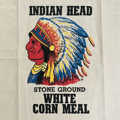 Indian Head White Corn Meal ￼￼Cloth Flour Sack Fabric Remnant for Pillow Cover