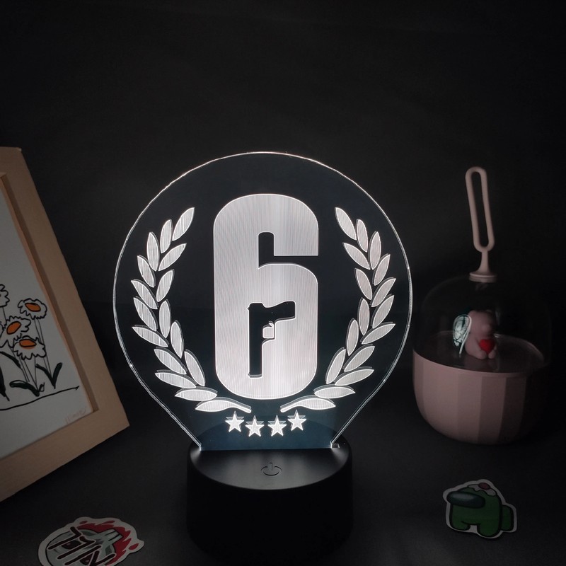 Rainbow Six 6 FPS Game LOGO 3D Lamps Led RGB Night Lights Neon Cool Gift for Fri