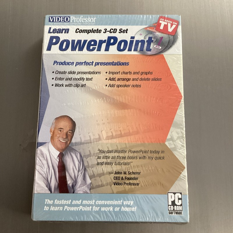 Video Professor Learn Power Point 3-CD Set PC Only As