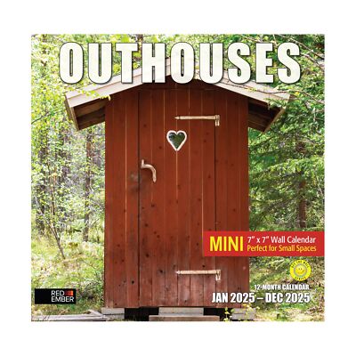Outhouses Mini 2025 Wall Calendar 12 Month | 7'' x 14'' Open | Thick & Sturdy P...