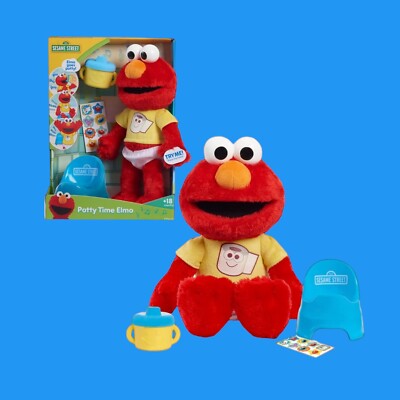 Potty Time Elmo 12-Inch Sustainable Plush Stuffed Animal Sounds & Phrases Toy