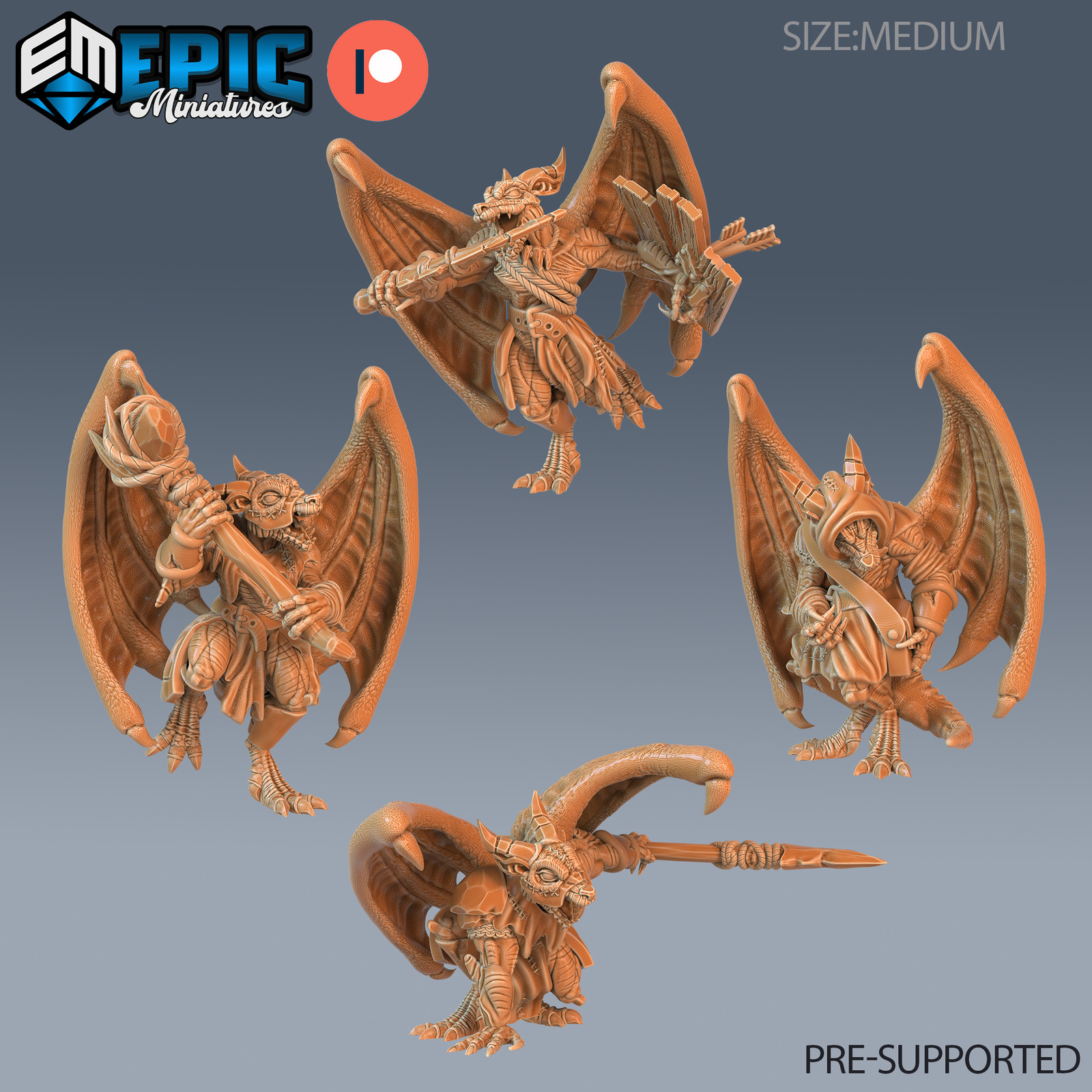 Winged Kobold Tribe, Dungeons and Dragons Miniatures, D&D, 28mm scale Goblin