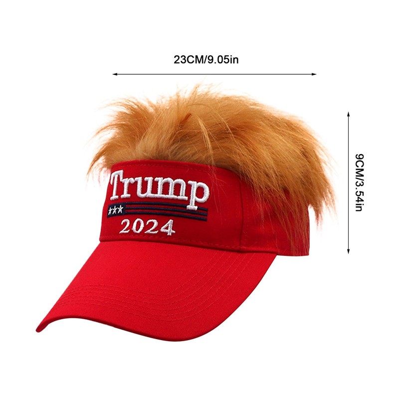 Presidential election TRUMP 2024 Red Trumpy Hat with Gold Hair Golf hats Wig