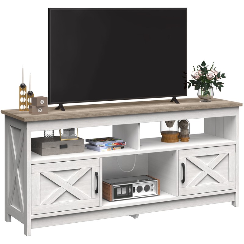 With Power Outlet Industrial Entertainment Center Console Fo