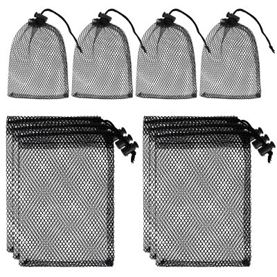 10PCS Small Mesh Bags Drawstring Black Mesh Drawstring Bag Mini Nylon Net Bag