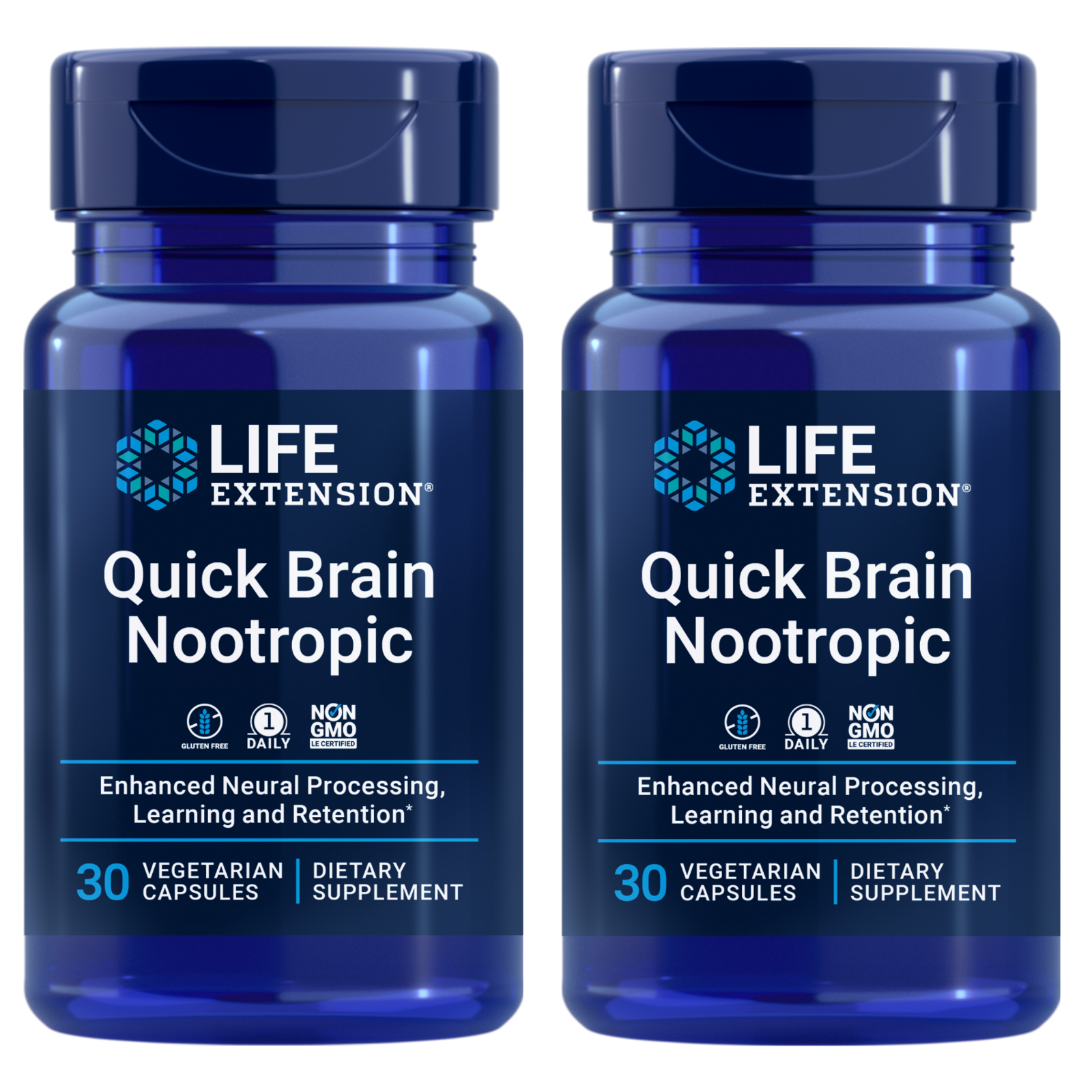 Life Extension Quick Brain Nootropic 2X30caps Bacopa/Gotu Kola/Marigold/FloraGlo