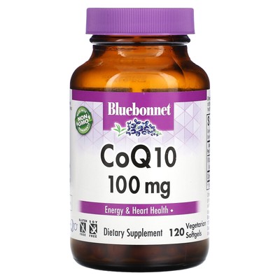 Bluebonnet Nutrition CoQ10 100 мг 120 вегетарианских мягких капсул без яиц, без рыбы,